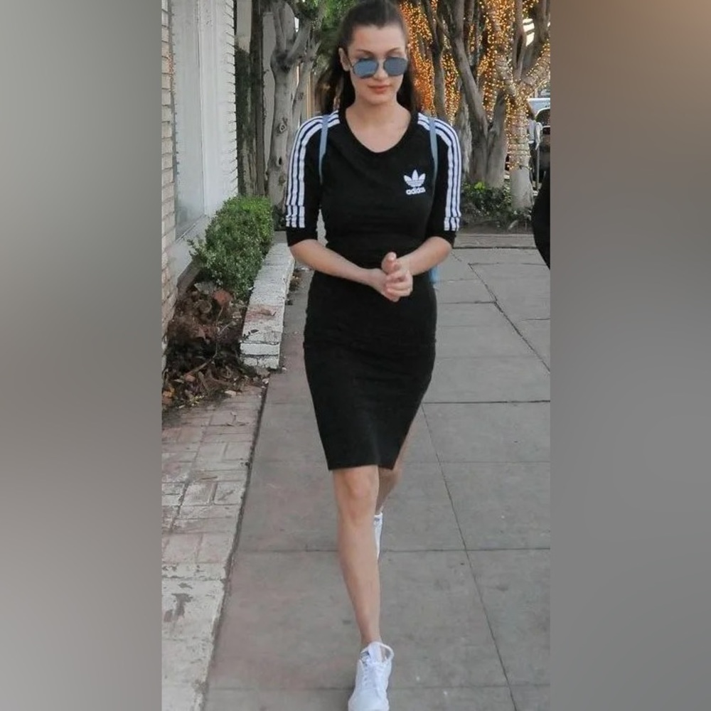 Adidas bodycon midi dress black XS S